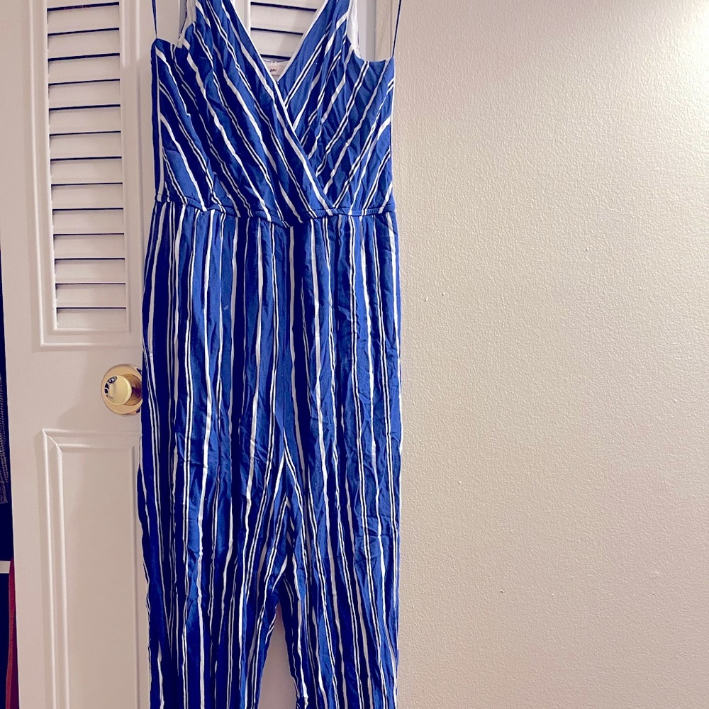 Royal blue stripe jumpsuit